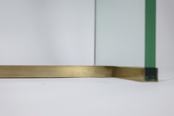 Vintage Console Table in Glass and Gilt Brass by Peter Ghyczy, 1970s-CEJ-1790115