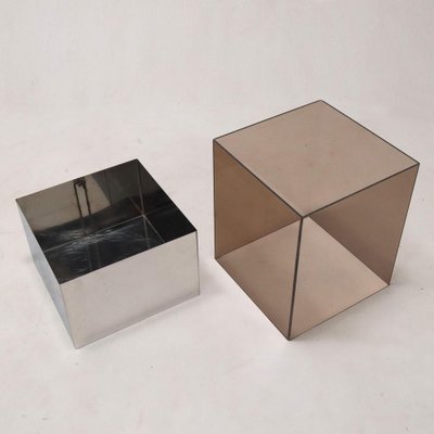 Vintage Containers in Acrylic Glass & Aluminium, Italy, 1980s, Set of 3-VMM-2044015