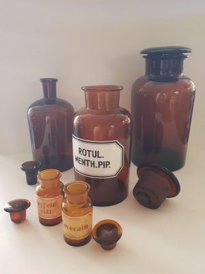 Vintage Convolut Pharmacist Bottles, Set of 5-QDP-1264689