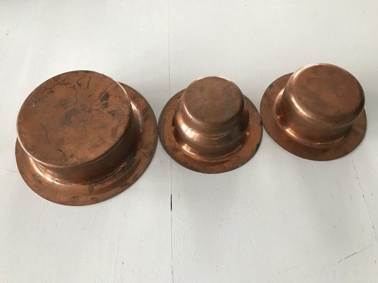 Vintage Copper Bowls, 1950s, Set of 3-WQQ-1452802