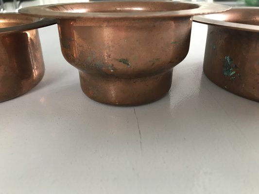 Vintage Copper Bowls, 1950s, Set of 3-WQQ-1452802