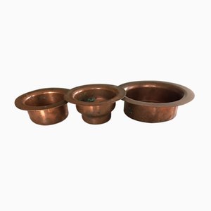 Vintage Copper Bowls, 1950s, Set of 3-WQQ-1452802