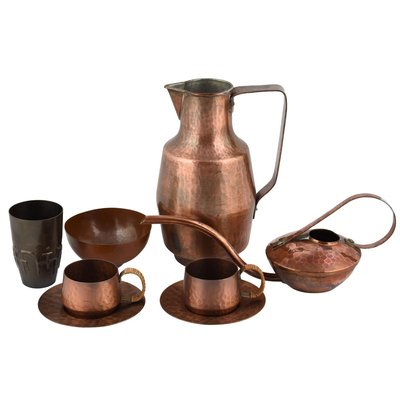 Vintage Copper Set by Eugen Zint, Germany, 1960s, Set of 8-ZCI-752136