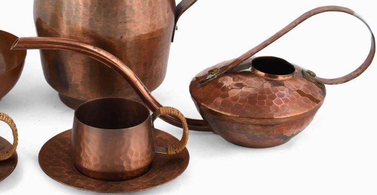 Vintage Copper Set by Eugen Zint, Germany, 1960s, Set of 8-ZCI-752136