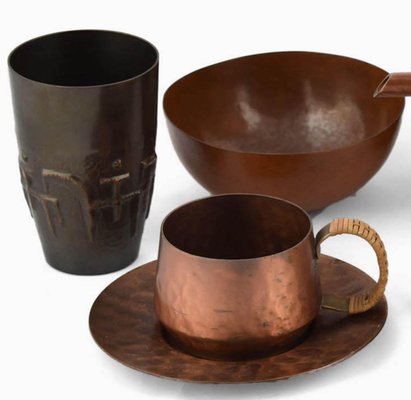 Vintage Copper Set by Eugen Zint, Germany, 1960s, Set of 8-ZCI-752136