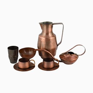 Vintage Copper Set by Eugen Zint, Germany, 1960s, Set of 8-ZCI-752136