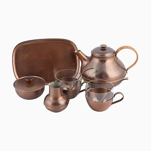 Vintage Copper Tea Set by Harald Buchrucker, Germany, 1950s, Set of 6-ZCI-752184