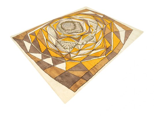 Vintage Cream and Brown Patterned Rug, 1970s-GPP-989646