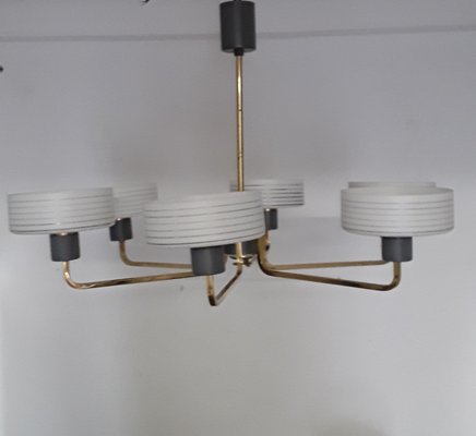 Vintage Crown Ceiling Lamp with Brass Frame, 1960s-HOI-911207