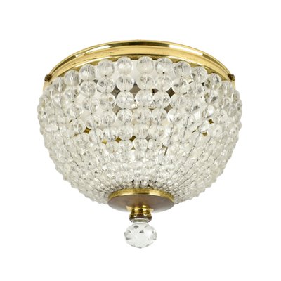 Vintage Crystal and Brass Flush Mount, 1950s-HJP-1823866