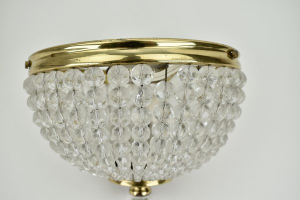 Vintage Crystal and Brass Flush Mount, 1950s-HJP-1823866