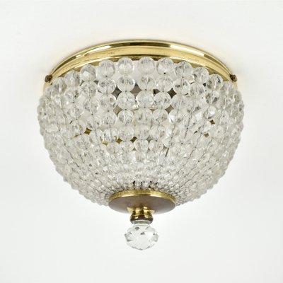 Vintage Crystal and Brass Flush Mount, 1950s-HJP-1823866