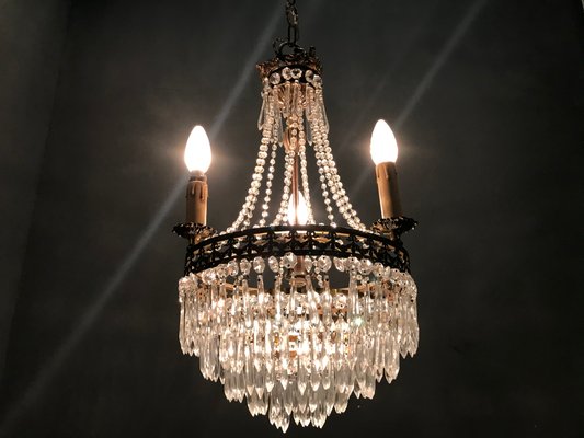 Vintage Crystal Beaded Chandelier, 1940s-JJC-713563