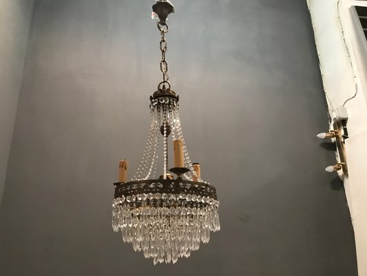 Vintage Crystal Beaded Chandelier, 1940s-JJC-713563