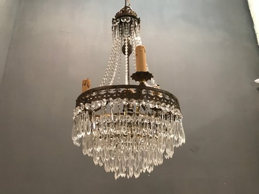 Vintage Crystal Beaded Chandelier, 1940s-JJC-713563