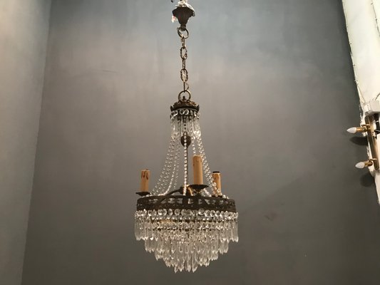 Vintage Crystal Beaded Chandelier, 1940s-JJC-713563