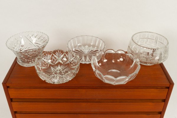 Vintage Crystal Bowls, 1940s, Set of 5-WIX-685870