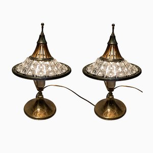 Vintage Crystal Brass Table Lamps, 1960s, Set of 2-JJC-1054377