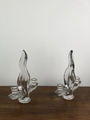 Vintage Crystal Flame Candleholders, 1960s, Set of 2-RWZ-1245963