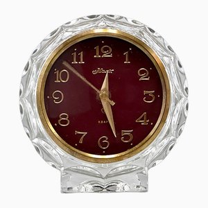 Vintage Crystal Glass & Brass Clock from Majak, 1970s-ZCY-1737326