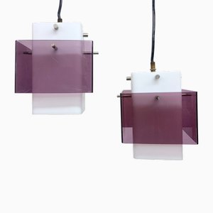 Vintage Cubic Acrylic Pendant Lights, 1950s, Set of 2-AET-2031323