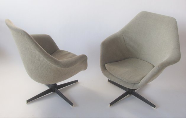 Vintage Czechoslovakian Swivel Shell Armchairs, 1960s, Set of 2-ZWG-1324119