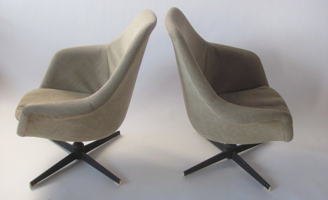 Vintage Czechoslovakian Swivel Shell Armchairs, 1960s, Set of 2-ZWG-1324119