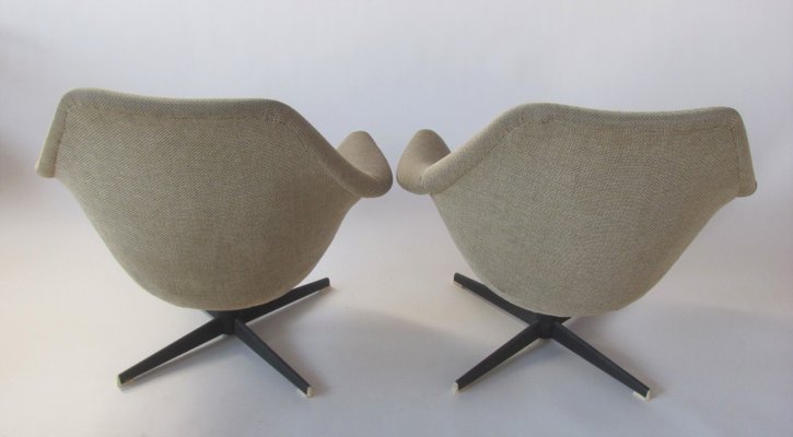 Vintage Czechoslovakian Swivel Shell Armchairs, 1960s, Set of 2-ZWG-1324119