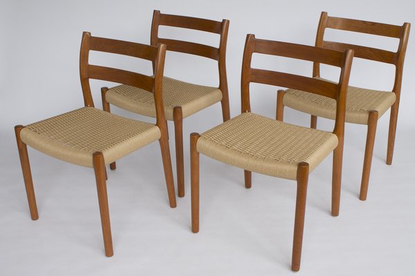 Vintage Danish #84 Chairs in Teak by Niels Møller, 1970s, Set of 4-DOM-1447870