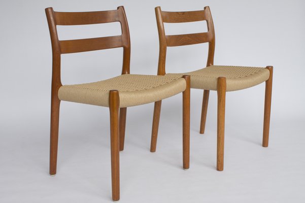 Vintage Danish #84 Chairs in Teak by Niels Møller, 1970s, Set of 4-DOM-1447870