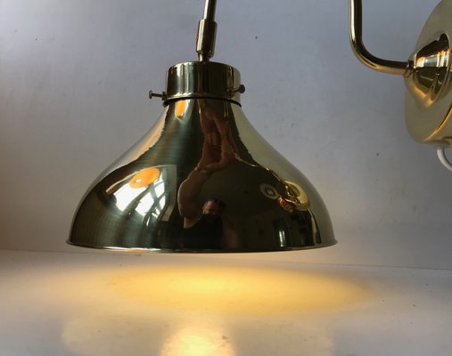 Vintage Danish Adjustable Brass Sconce from Abo Metalkunst, 1970s-LCR-692019