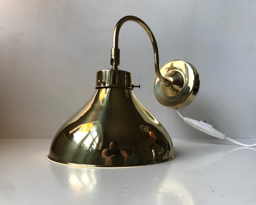 Vintage Danish Adjustable Brass Sconce from Abo Metalkunst, 1970s-LCR-692019