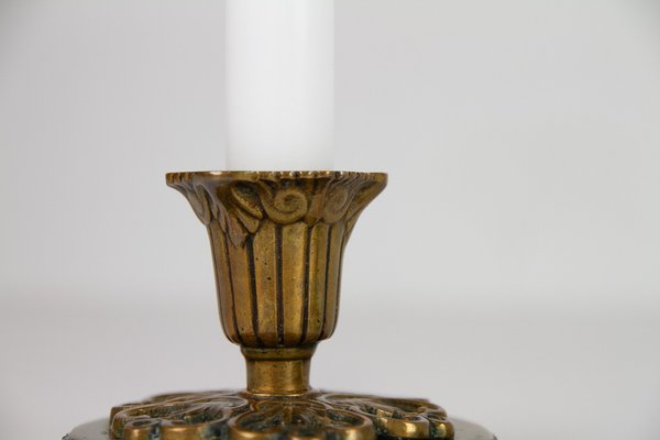 Vintage Danish Art Nouveau Bronze Candleholders, 1930s, Set of 2-WIX-1759342