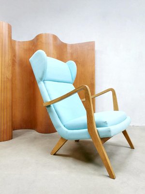 Vintage Danish Blue Wingback Lounge Chair, 1960s-BW-707330