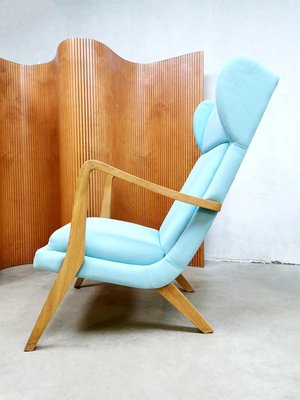 Vintage Danish Blue Wingback Lounge Chair, 1960s-BW-707330