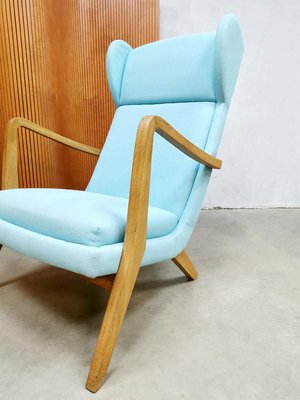 Vintage Danish Blue Wingback Lounge Chair, 1960s-BW-707330