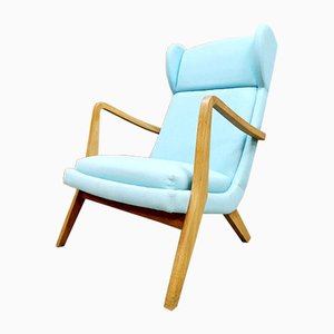 Vintage Danish Blue Wingback Lounge Chair, 1960s-BW-707330