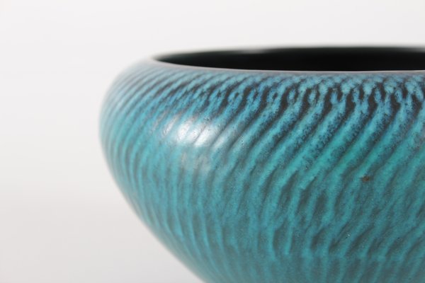 Vintage Danish Bowl in Ceramic with Turquoise-Blue Glaze by Gunnar Nylund, 1960s-QQ-2035765