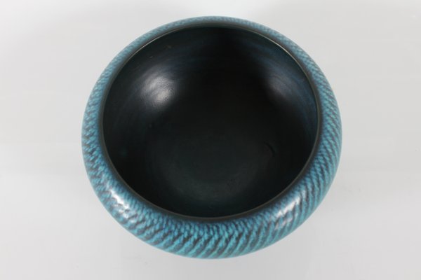 Vintage Danish Bowl in Ceramic with Turquoise-Blue Glaze by Gunnar Nylund, 1960s-QQ-2035765