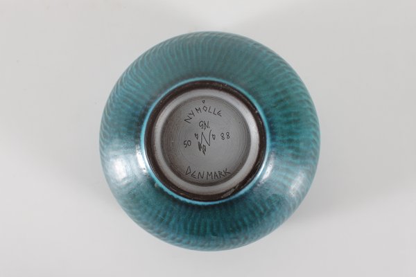 Vintage Danish Bowl in Ceramic with Turquoise-Blue Glaze by Gunnar Nylund, 1960s-QQ-2035765