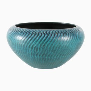 Vintage Danish Bowl in Ceramic with Turquoise-Blue Glaze by Gunnar Nylund, 1960s-QQ-2035765