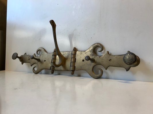 Vintage Danish Brass Coat Rack, 1950s-LCR-709545