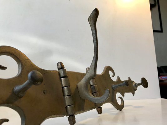 Vintage Danish Brass Coat Rack, 1950s-LCR-709545