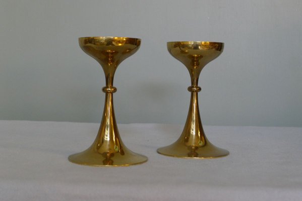 Vintage Danish Brass Trumpet-Shaped Candleholders, Set of 2-VRE-738212