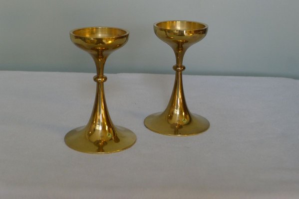 Vintage Danish Brass Trumpet-Shaped Candleholders, Set of 2-VRE-738212