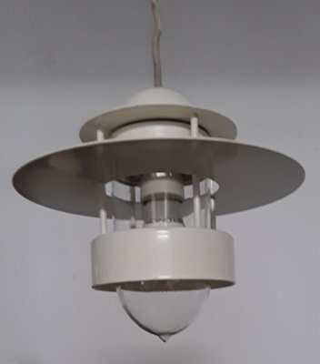 Vintage Danish Ceiling Lamp in White Lacquered Metal by Louis Poulsen, 1970s-HOI-1193392