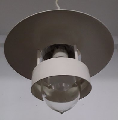 Vintage Danish Ceiling Lamp in White Lacquered Metal by Louis Poulsen, 1970s-HOI-1193392