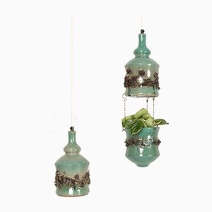 Vintage Danish Ceramic Pendants and Hanging Flower Pot, 1960s, Set of 2-WIX-1047311