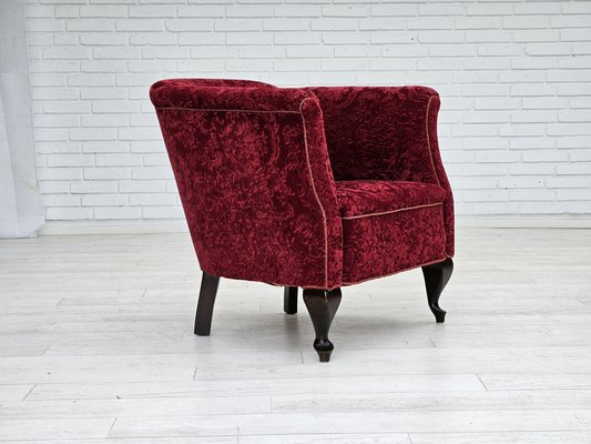 Vintage Danish Chair in Red Cotton and Wool Fabric, 1950s-TMW-1793000