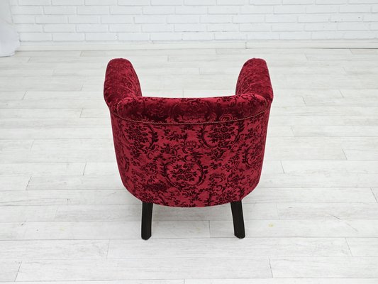 Vintage Danish Chair in Red Cotton and Wool Fabric, 1950s-TMW-1793000